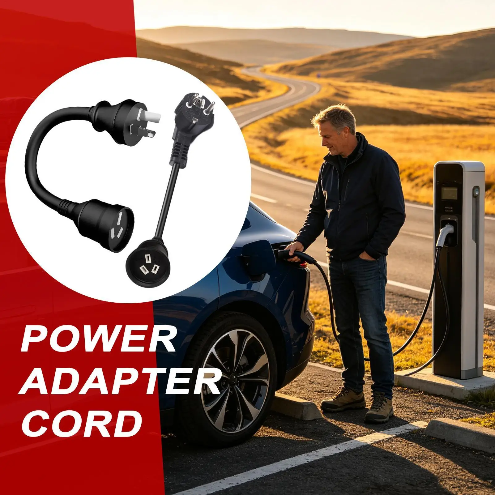 Ev Extension Cord 10a Plug To 15a Power Heavy-Duty Cable Adapter EV Charging Extension Cord For Electric Vehicles Rv Camper