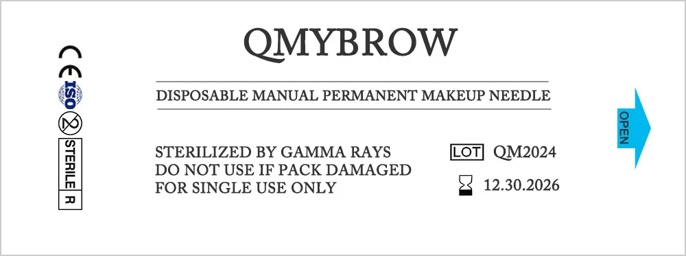 QMYBROW-إبرة تظليل يدوية للاستخدام مرة واحدة ، شفرة مسطحة مزدوجة ، 9 دبوس ، 15 دبوس ، 17 دبوس ، 21 دبوس