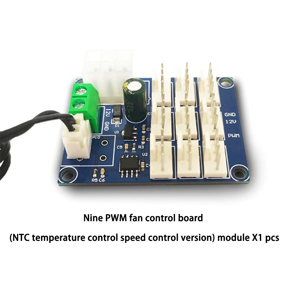 DC 12V scheda Controller di velocità PWM a 9 vie regolatore di velocità multicanale controllo della temperatura NTC velocità Moudle per ventola di