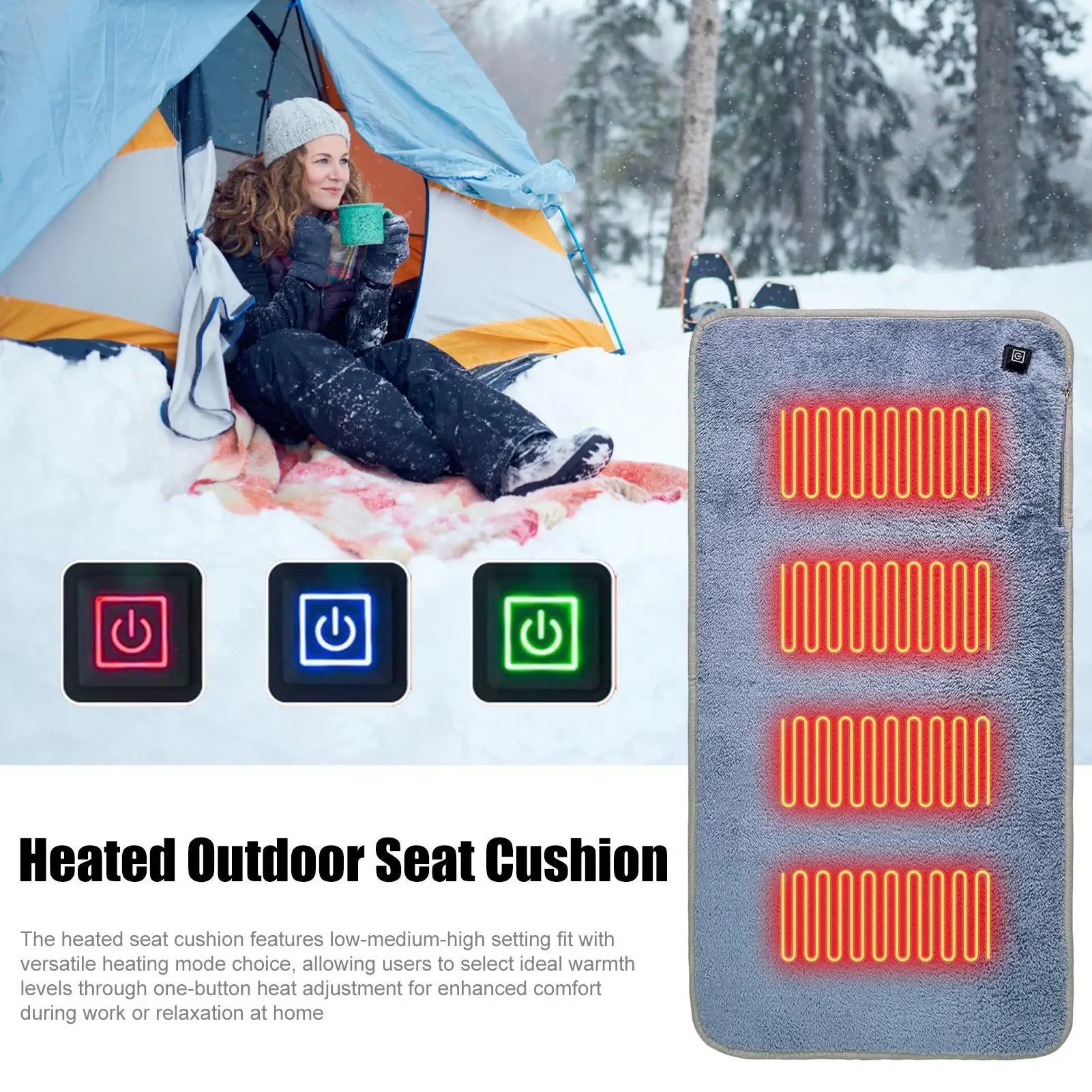 

USB Heated Seat Cushion Portable Lightweight Mat Heat Seat Cover for Indoor Outdoor Use, Car Stadium Bleachers Sofa Recliners
