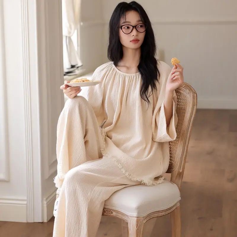 

Осенне-зимний женский пижамный костюм, двухслойная хлопковая домашняя одежда с облаком, мягкая верхняя одежда, одежда для сна с круглым вырезом и капюшоном, пижамный комплект