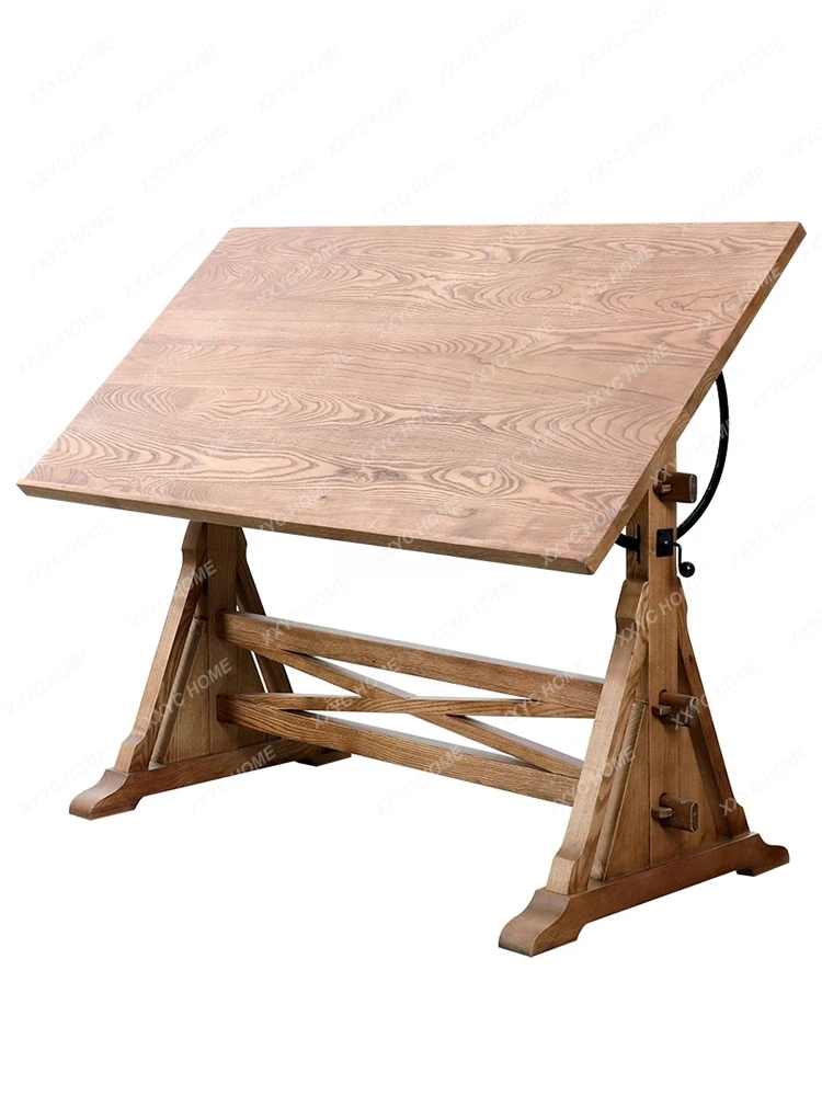 Solid wood painting table, adjustable lifting table, work  e, art painting  , writing