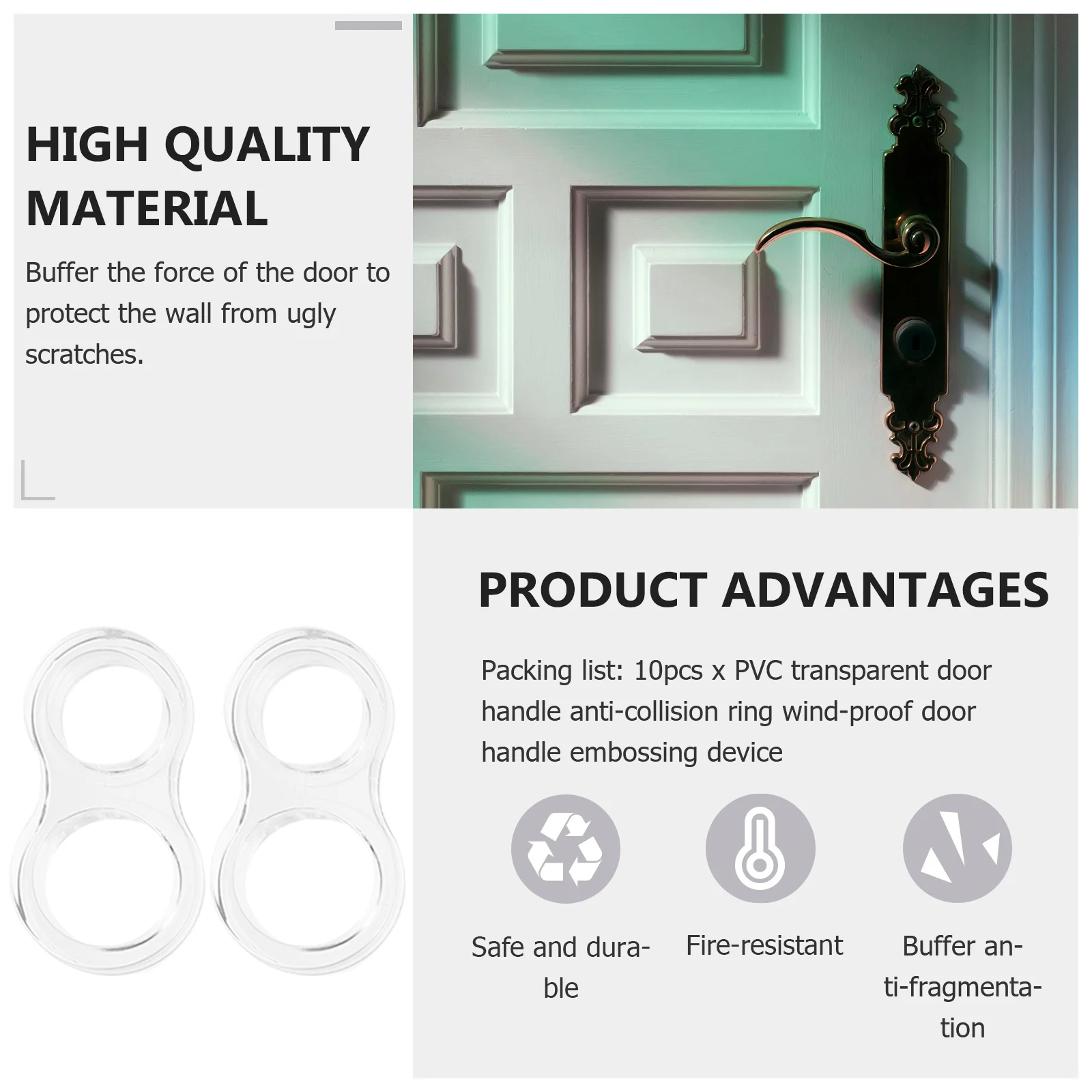 

10 pcs Anti Collision Handle Protector Ring Transparent Wall Bumper For Home Office Hotel Door Knob Stopper Pvc Door Stop