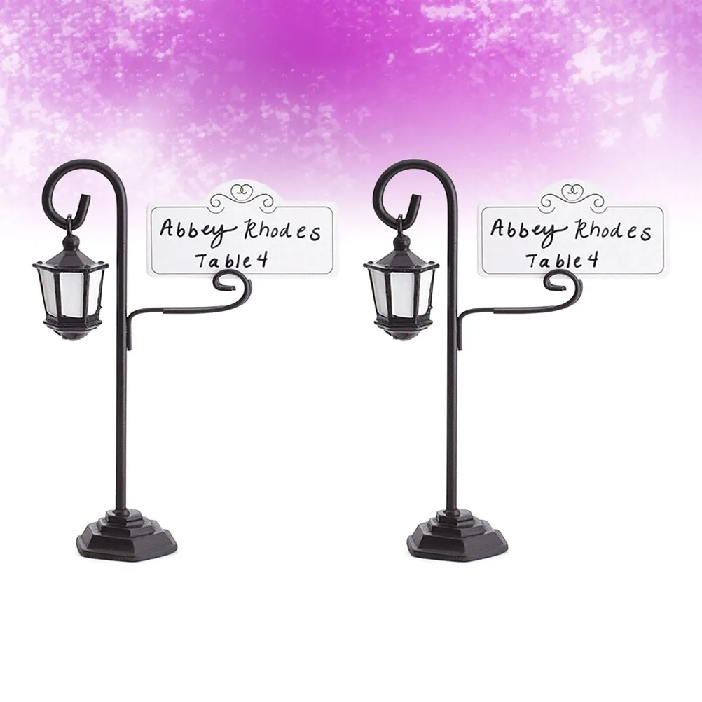 

2Pcs Note Clip Holder Black Street Light Shape Seat Card Holder for Photos Memos Name Cards Table Menu Stand Decor