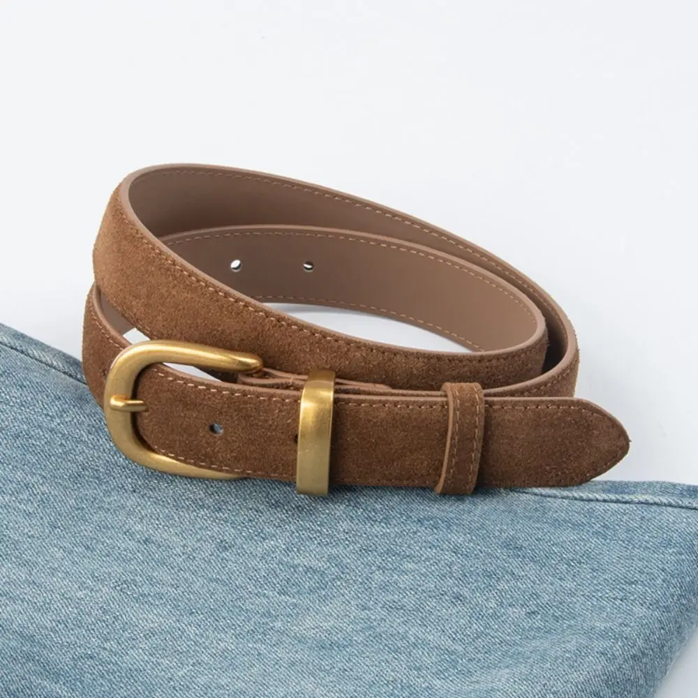 Fashion Luxury Design Suede Leather Belt Casual Trendy Pin Buckle Waistband Versatile Business Waist Strap