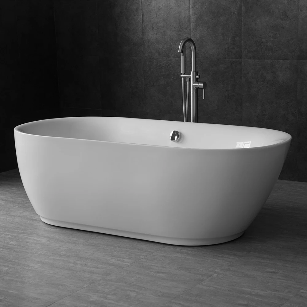 

Ванны Ванна Отдельно стоящая поверхность Искусственный камень Новейшая однотонная ванная комната для взрослых Современный 3-летний дизайн Vasca Da Bagno Слив