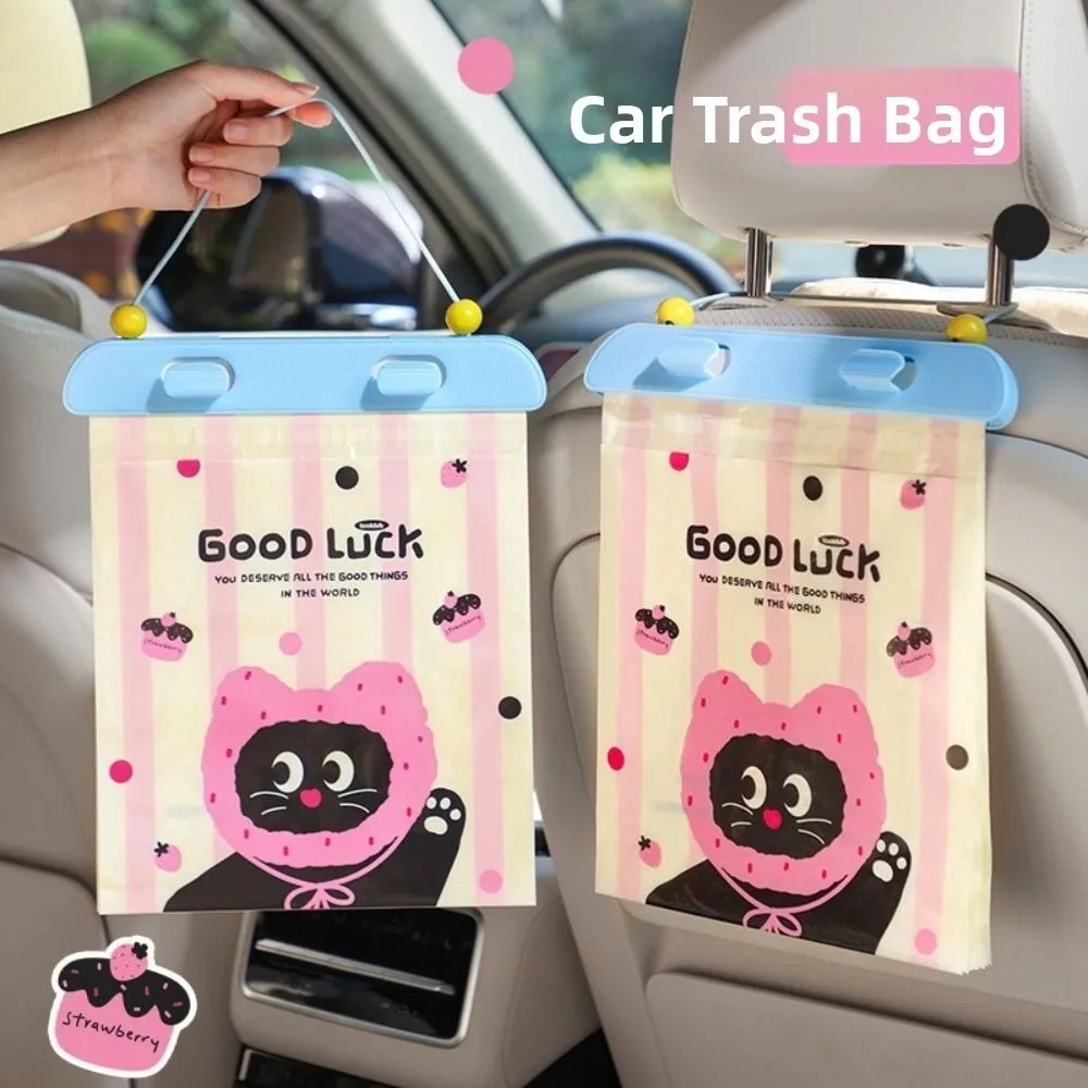 

20Pcs Cartoon Car Disposable Garbage Bag Thickened High-capacity Auto Seat Trash Bag Hanging Rope Desktop Trash Can Car Interior