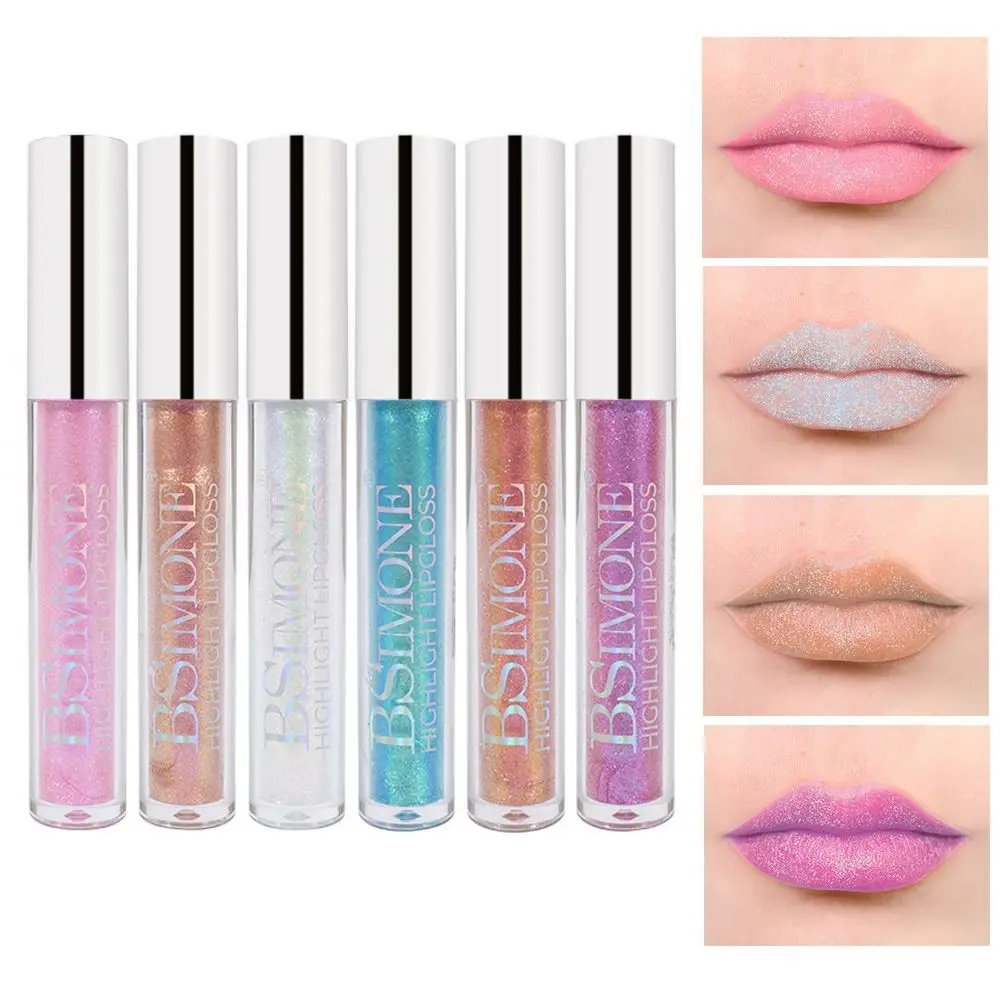 Fine Pearlescent Glitter Liquid Lipstick Shiny Non Sticky Cup Shimmer Lip Glaze 6 colori Waterproof Lip Gloss Tube Women