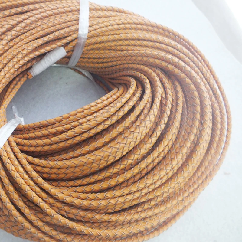 50m 3mm Brown Braided  Leather Cord For Necklace Bracelet Jewelry Making