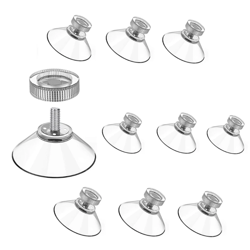 Screw Rubber Glass Suction Cup Pads with Thread, Transparent Sucker Plastic Hooks, Wall Hanger Holder, M4, 40mm, 4 Pcs, 10Pcs