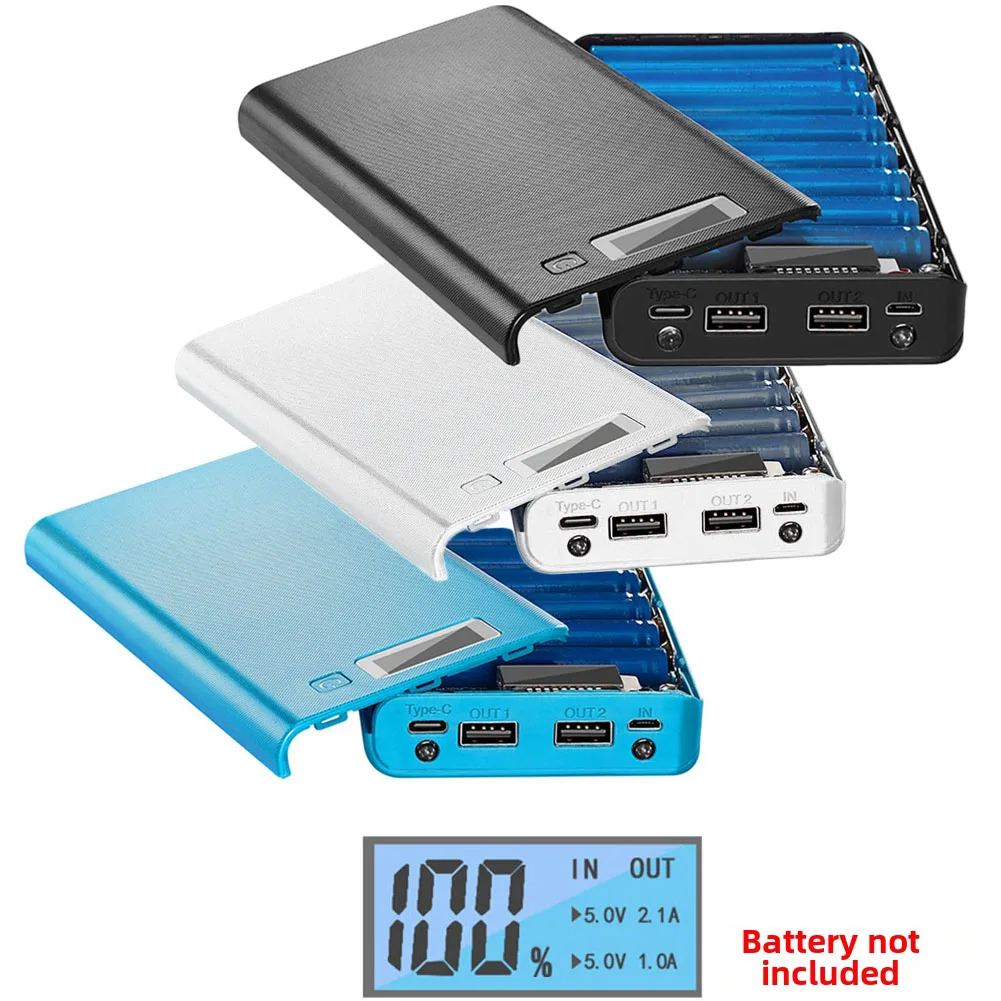 

Battery Charging Storage Case With Dual USB Ports Power Bank Box DIY Shell For Power Tool Accessory