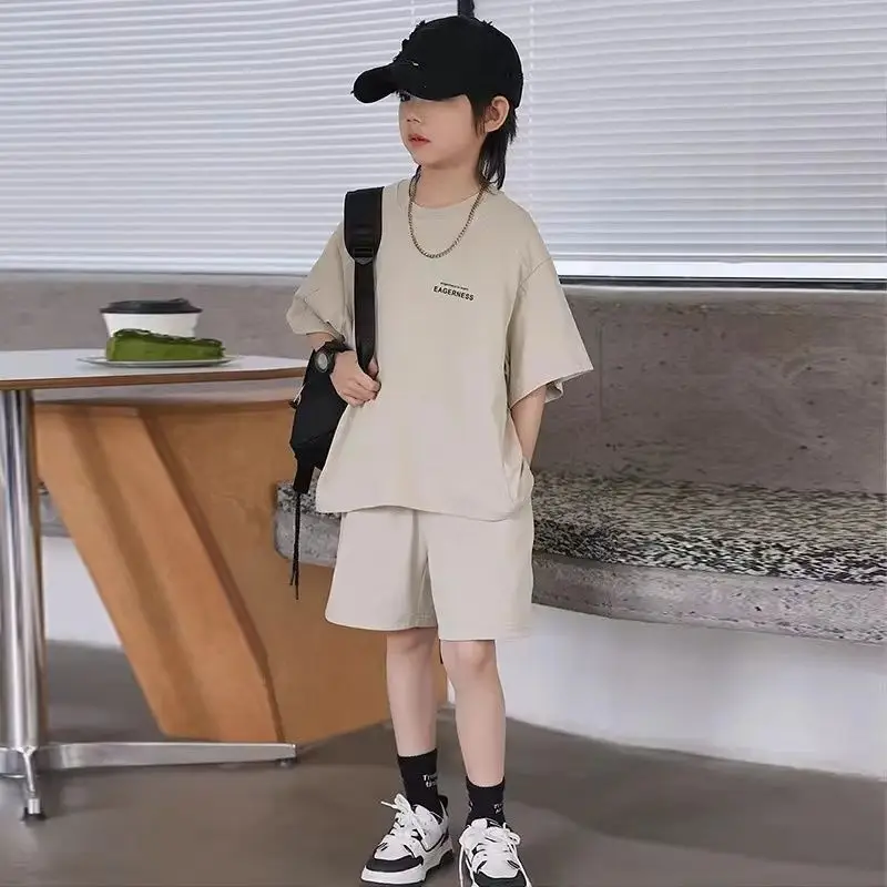 

Свободная спортивная одежда для мальчиков, детская одежда, корейский костюм, детский комплект, 2025 г., детские комплекты, летняя одежда для мальчиков, топы