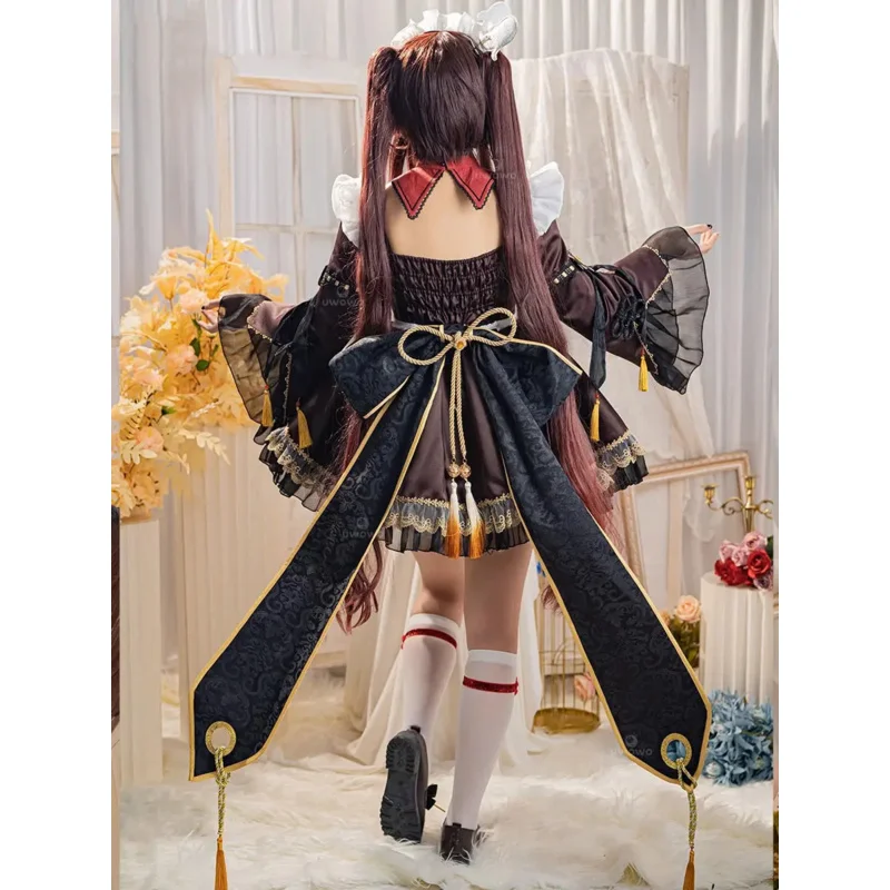 Game Animation Genshin Impact Hu Tao Maid Character Full Set Of Cosplay Halloween Clothing Suit Christmas Gift hutao Maid