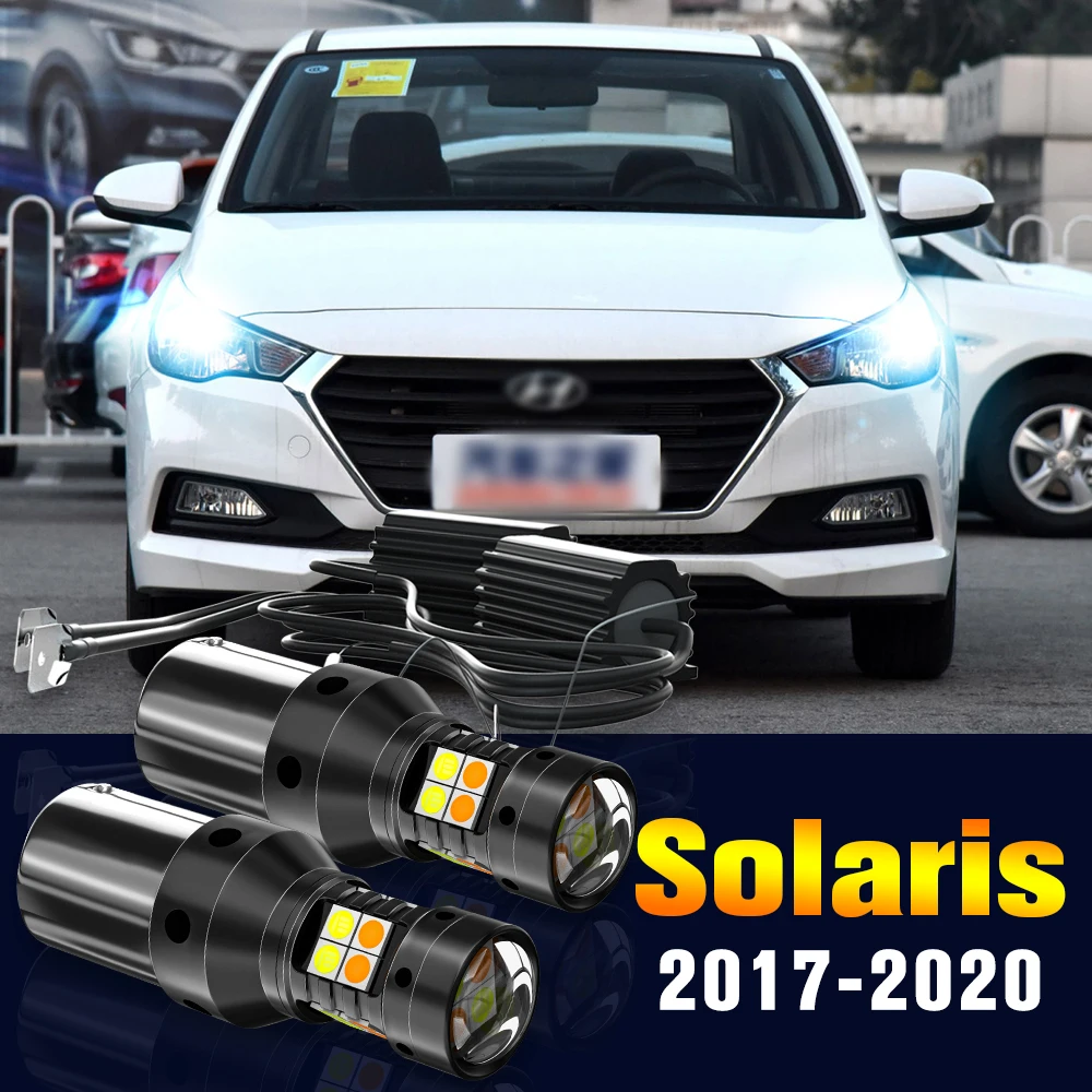 

2pcs LED Dual Mode Turn Signal+Daytime Running Light DRL Lamp For Hyundai Solaris 2017-2020 2018 2019 Accessories