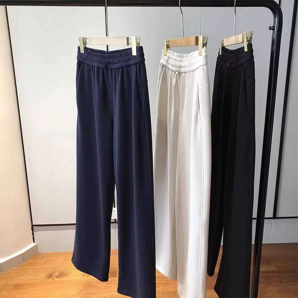 겨울용 티엔드 페이스 요가 팬츠 하이웨이스트 스트레이트 레그 캐주얼 팬츠 슈퍼 슬리밍 효과 여성 캐주얼 스트레이트 팬츠