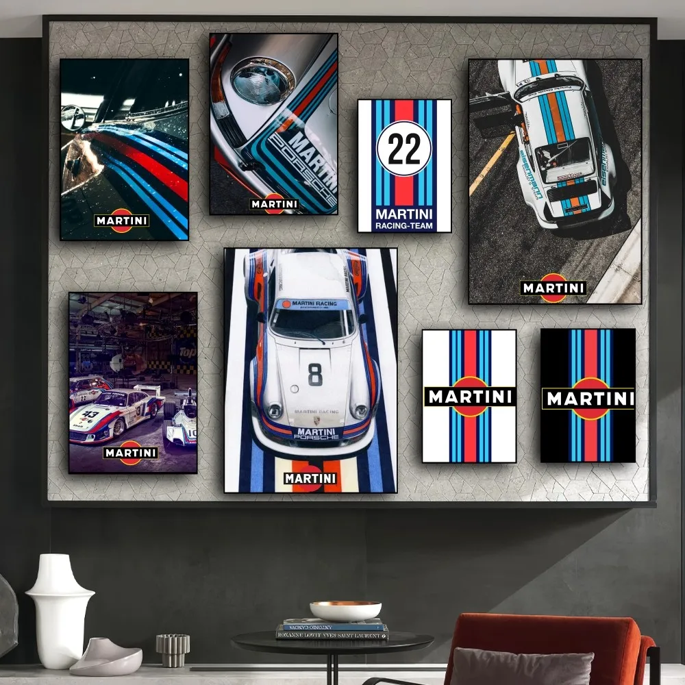 Martini Racing Stripe Poster Prints Wall Pictures Living Room Home Decoration