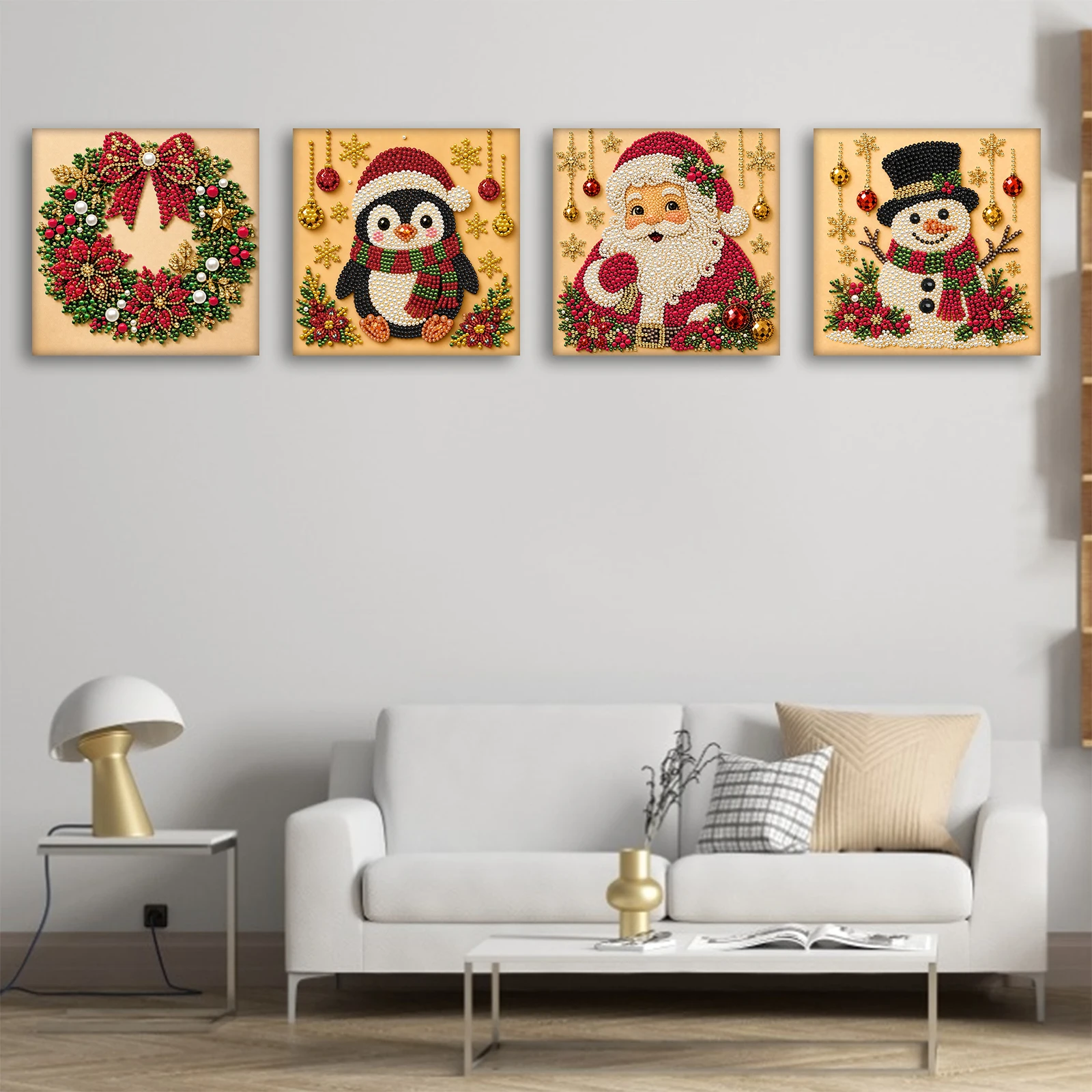 Christmas Pearl Diamond Painting Art Kit with Frame 7.87x7.87inch Christmas Diamond Pearl Art Kits for Adults Xmas Holiday Gifts - view 6