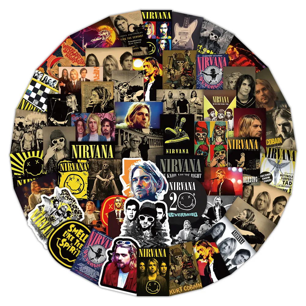 52Pieces Nirvana Band Stickers - Rock Music Fan Decorative Decals for Laptops Phone Cases & Guitars Golden Memory Stickers Store - view 4
