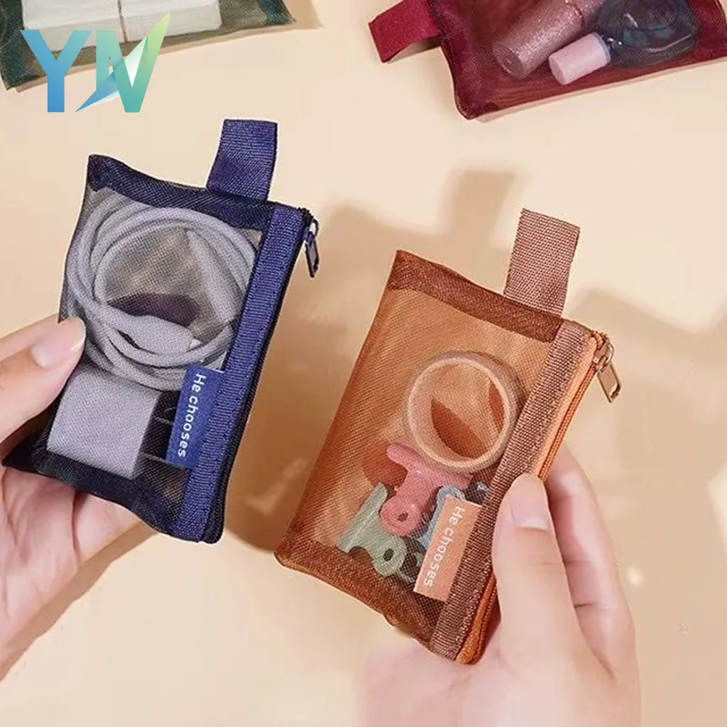Nylon-Geldbörse mit dreieckigem Netzstoff, Vintage-Schlüssel- und Kartenetui, kleine transparente Tasche für Münzen, Karten und Zubehör