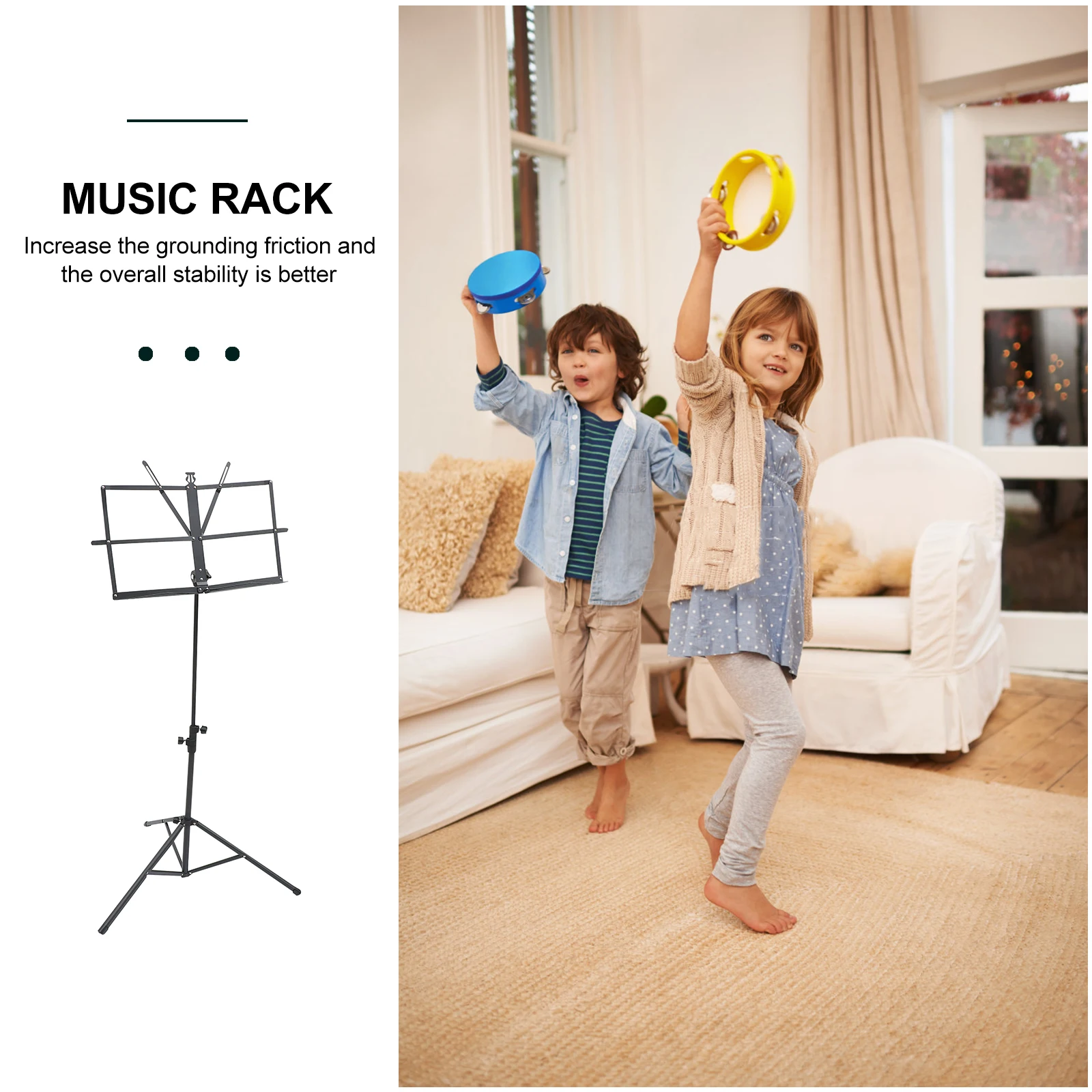 

Sheet Music Stand Instrument Folding Universal Score Holder Accessory Black Supply