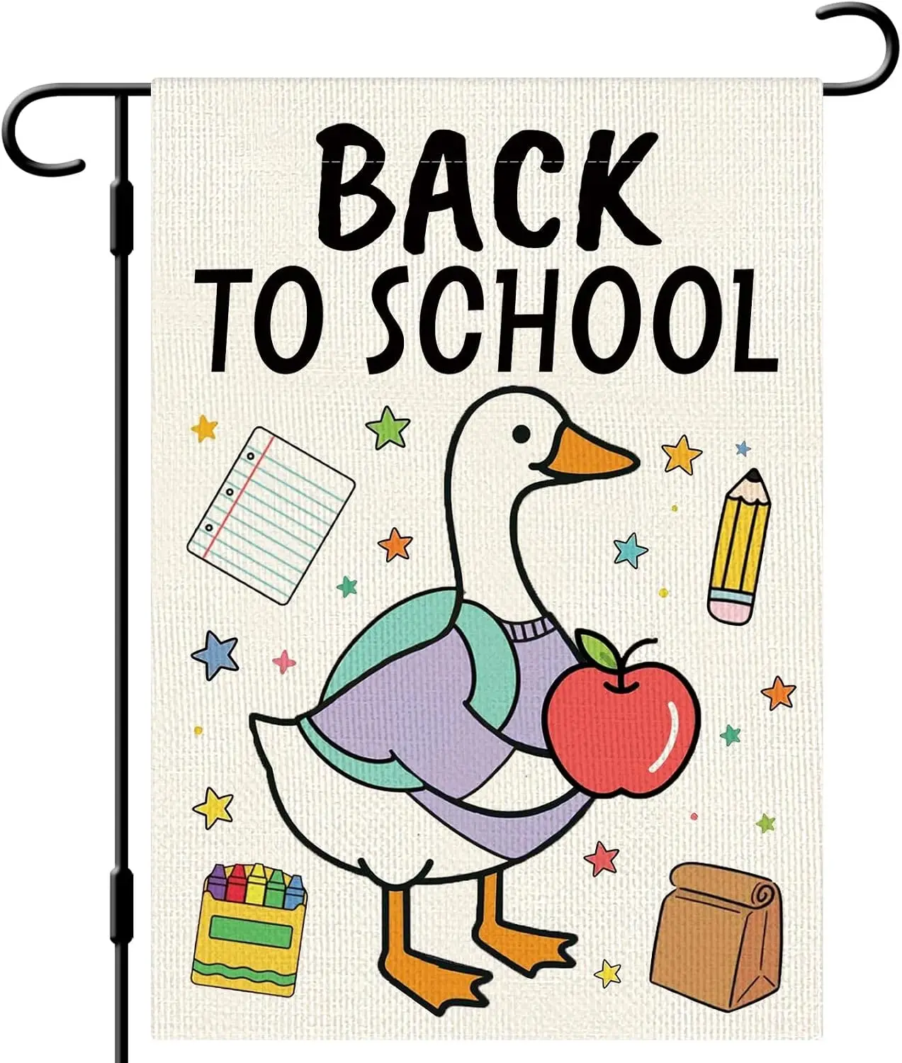 DLZDN Back to School Goose Garden Flag 12×18 Inch Double Side Vertical Burlap Farmhouse Yard Sign Autumn Outdoor Decoration llp