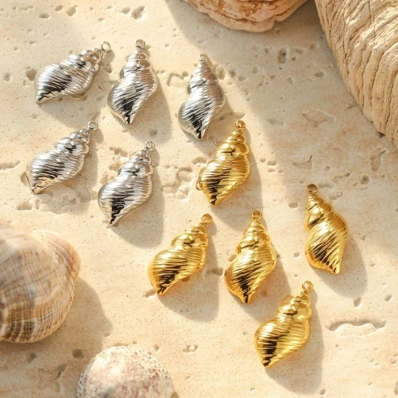 5Pcs/Set Stainless Steel Charms for Women Sea Snail Seahorse Starfish Pendant DIY Earrings Keychain Jewelry Making Accessories