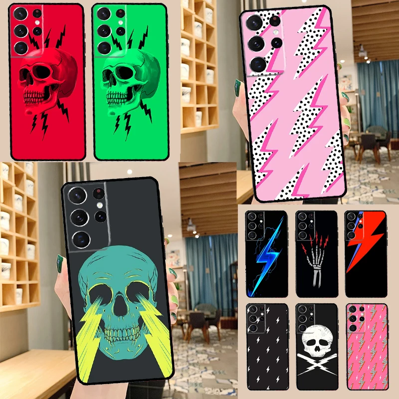 Etui z piorunami do Samsung Galaxy S21 S22 S23 Ultra S8 S9 S10 Note 10 Plus Note 20 Ultra S20 FE Coque