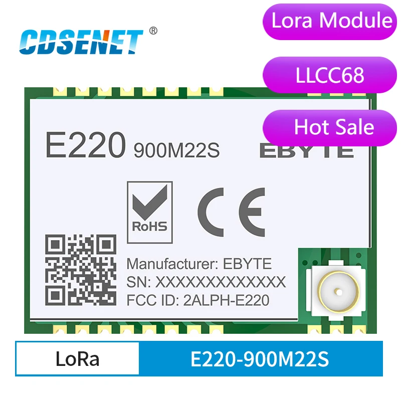 868Mhz 915Mhz LLCC68 LoRa Wireless Module 22dBm 6km Long Range E220-900M22S CESENET RF Receiver Transmitter PA+LNA IPEX Antenna