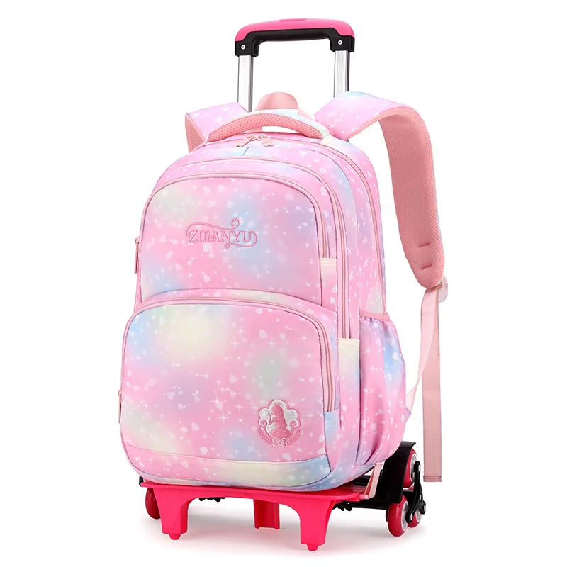 Kinder Schul rucksack mit Rädern Schüler Schult asche für Mädchen Trolley Tasche niedlichen Schult asche rollenden Roll rucksack