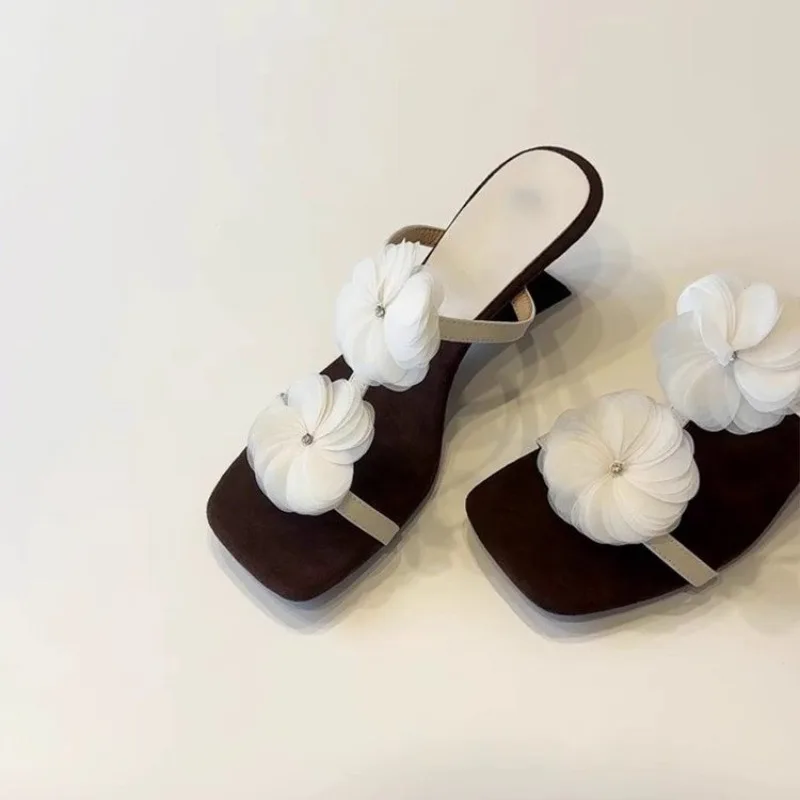 

Женские тапочки с цветочным узором, модные модельные туфли на среднем каблуке, летние дизайнерские сандалии, женские элегантные туфли 2024, новые туфли-лодочки, роскошные Sandalias Mujer