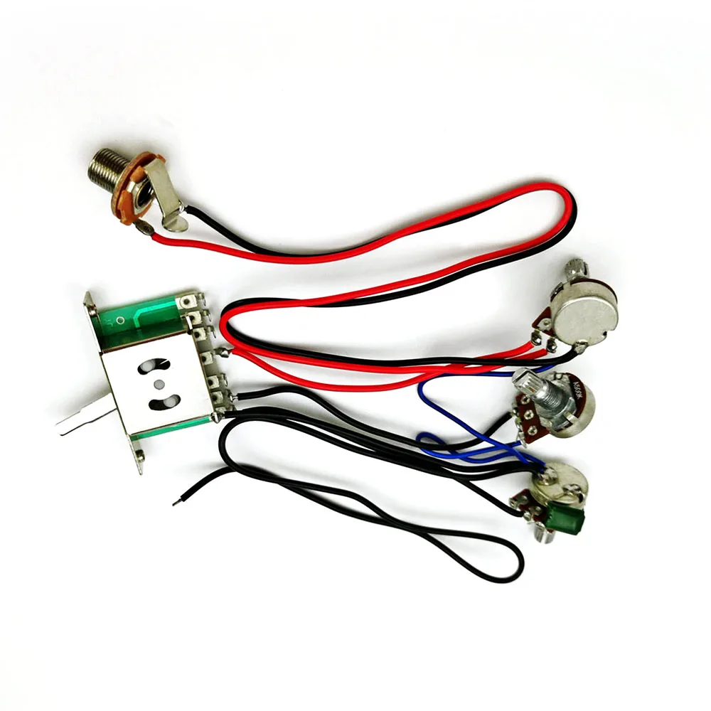 Prewired Electric Guitar Wiring Harness Kit 2T1V 500K Pots Control Knobs 5-Way Switch with Jack for ST Electric Guitar