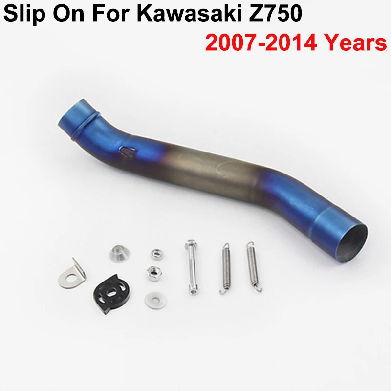 Slip On Per KAWASAKI Z750 Z 750 2007 - 2014 Moto Sistema di Scarico Marmitta Tubo di Fuga Moto Centrale di Collegamento Tubo In Acciaio Inox