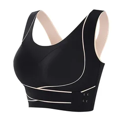 Sports Bra Front Adjustable Buckle Wireless Padded Comfy Gym Yoga Underwear Breathable Workout Fitness Top Low Intensity Women