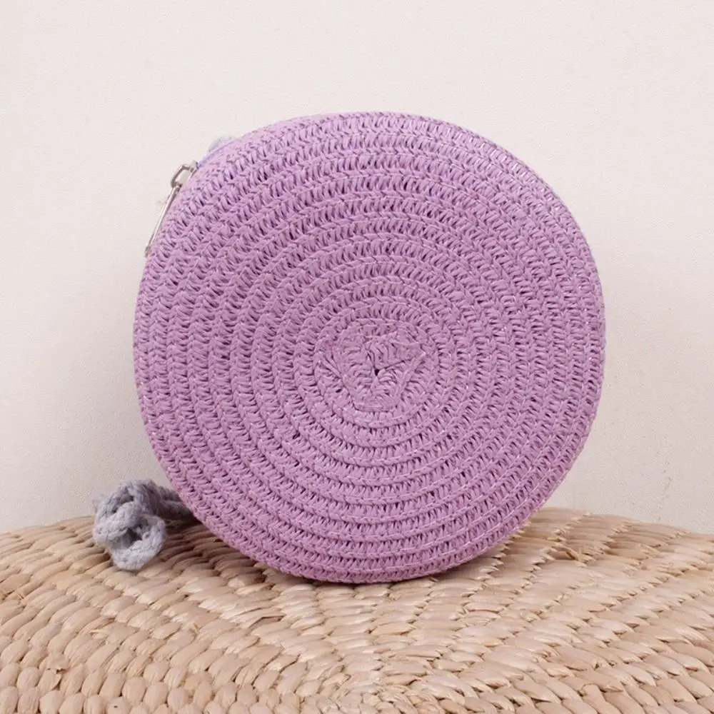 

Handmade Round Handbag Knit Straw Handbag Summer Beach Bag Straw Bag Straw Woven