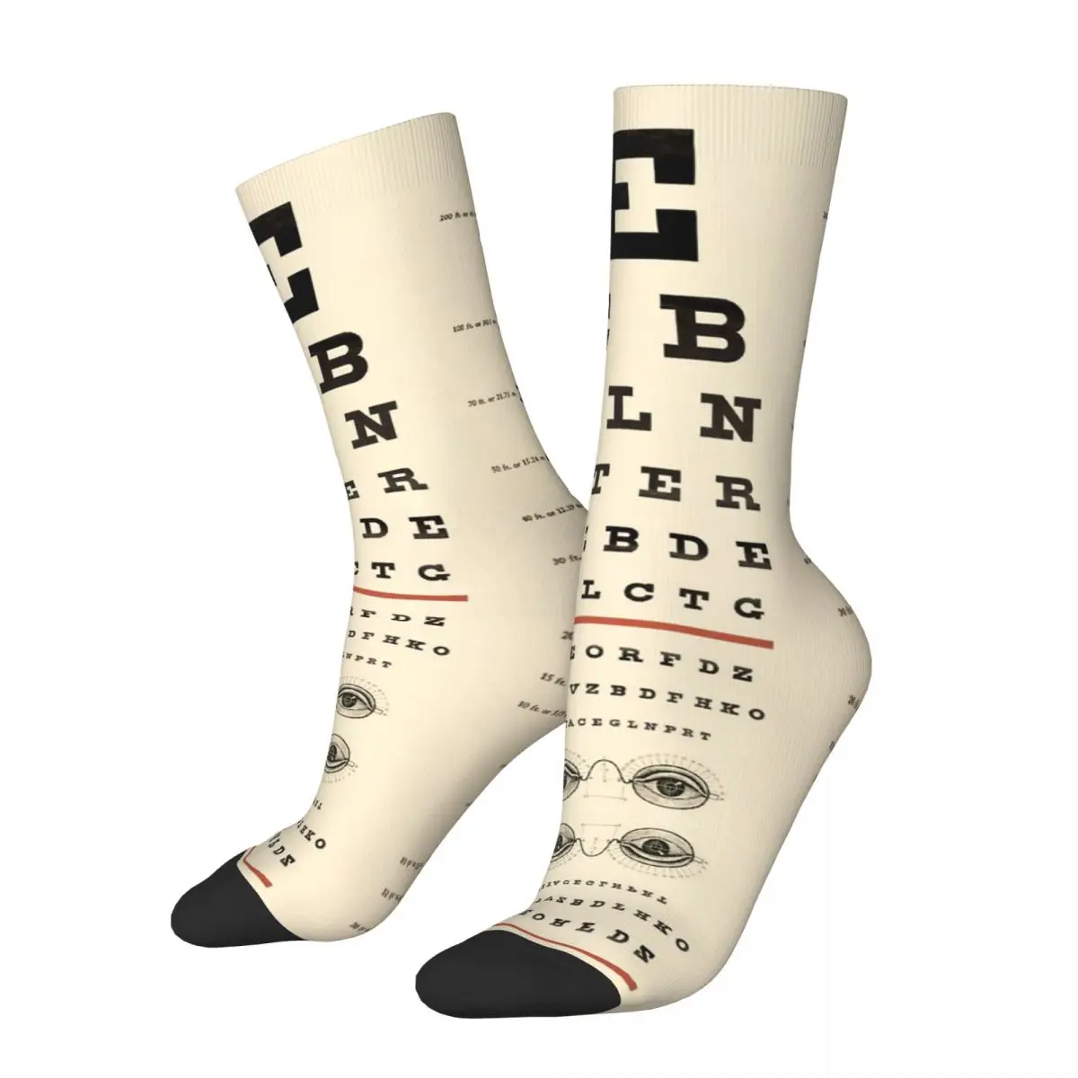 New Men's Socks Casual Eye Chart Sock Polyester Eye Doctor High Quality Women Sock Spring Summer Autumn Winter