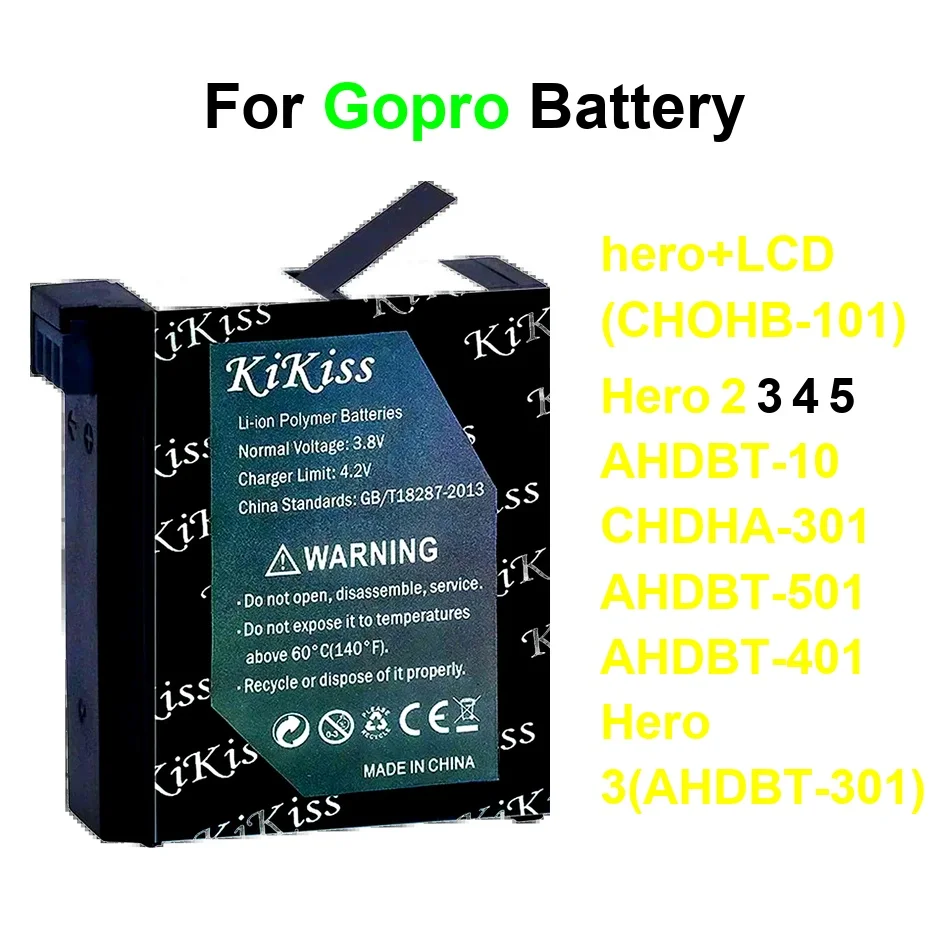 

Аккумулятор Durable Ahdbt-401 Chdha-301 Ahdbt-10 500-2300 мАч для GoPro Hero+ Hero+LCD 1, Hero 3+, 2, 3, 4, 5, 6, 7, 9, 10, 11 Pro Plus