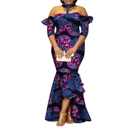 African Dresses for Women Print Half Sleeve Long Dresses Vestidos Bazin African Ankara Party Dresses Women Clothing Wy3300