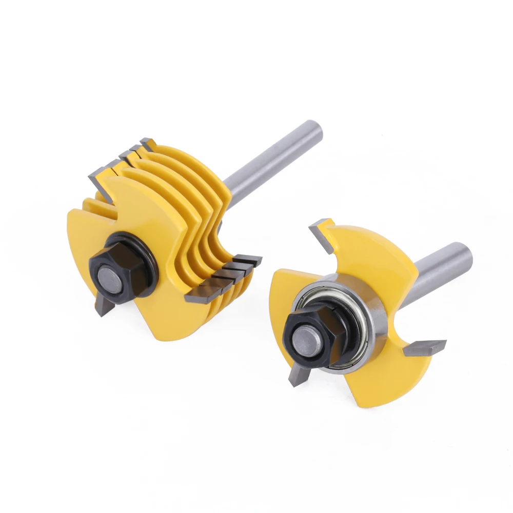 3 Wing Slot Cutter Set 6Pcs, Ball Bearing T-Shape Router Bit, Woodworking Tenon Cutter Grooving Tool For 8mm 12mm 1/2 Shank