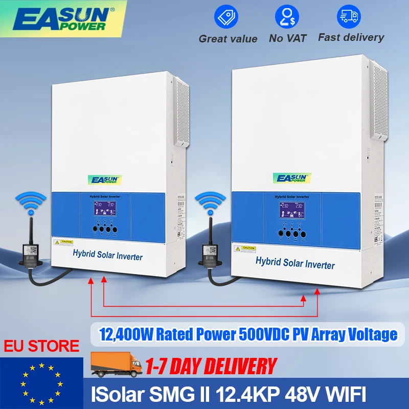 EASUN Solar Inverter 12.4KW Parallel PV input 500Vdc 13000W Power MPPT 120A Charger 220VAC Pure Sine Wave WiFI BMS Off Grid