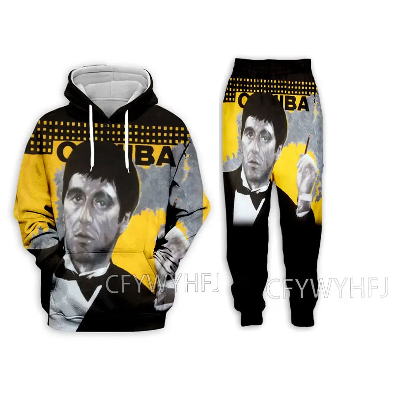 Scarface 3D Printed Casual Hoodies Hooded Sweatshirt Pants Jogging Pants Trousers Suit Clothes Women/ Men Sets