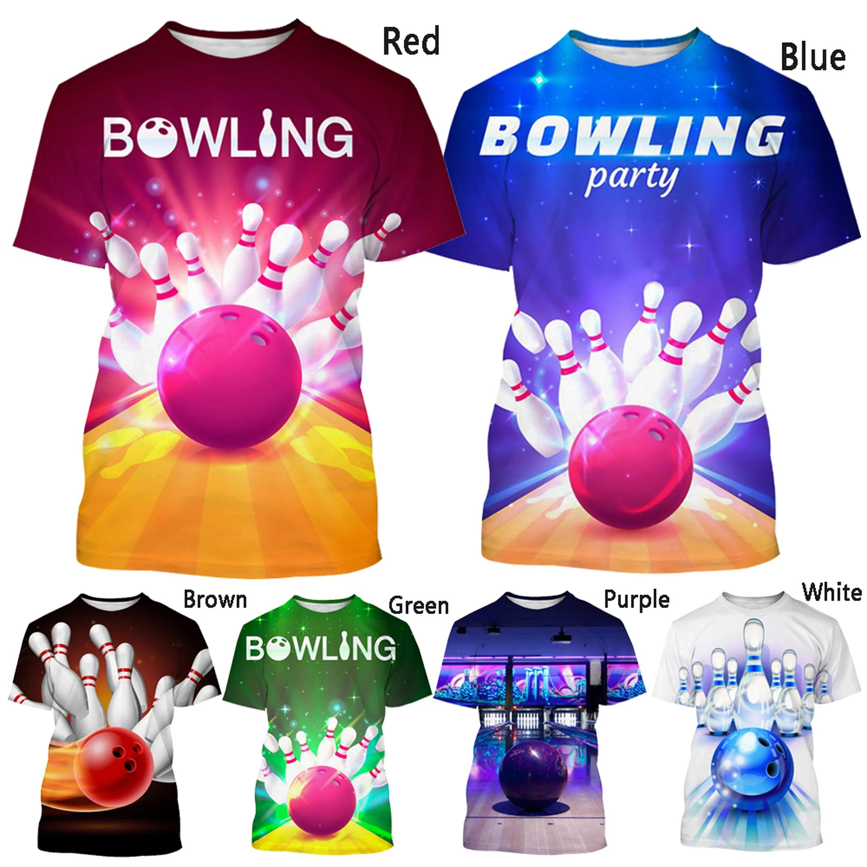 2024 New Men Women Summer Bowling 3D Printing T-Shirt Casual Short Sleeve Fashion Sweatshirt Tops