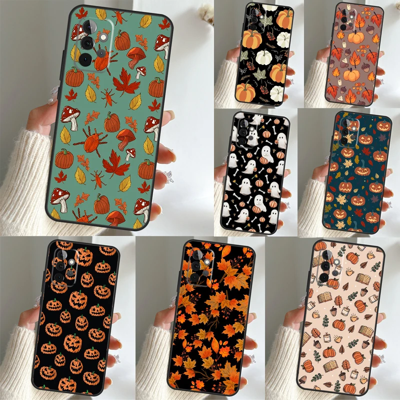 Autumn Leaves Fall Pumpkin Halloween Funda For Samsung Galaxy A13 A33 A54 A53 A34 A73 A12 A22 A32 A52 A72 A51 A71 A52S A14 Case