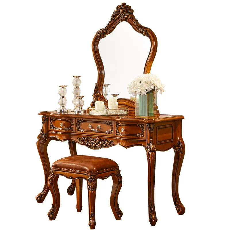 American dressing table, solid wood carving, European bedroom dressing table