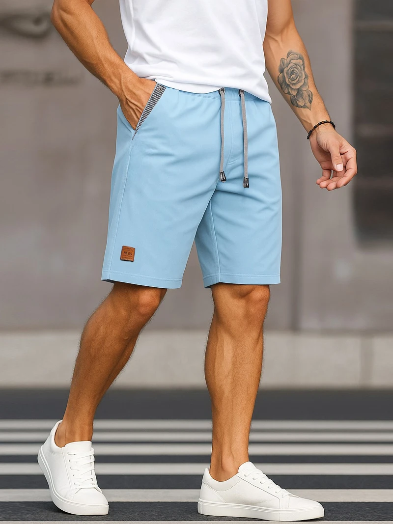 

Men's Summer Casual Shorts Drawstring Waist Streetwear Lightweight Breathable Shorts with Stylish Stripe Pocket Daily Wear