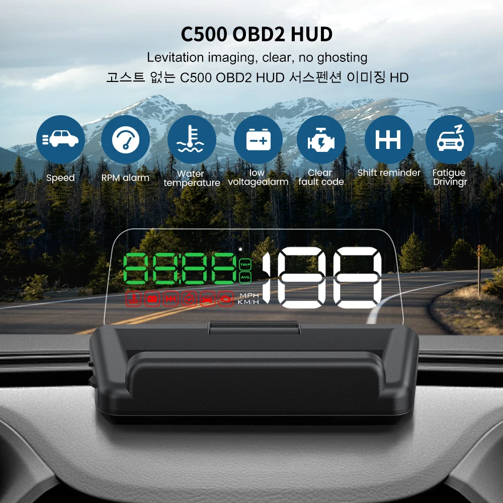 ZUIMI C500 Auto GPS OBD2 HUD Head Up Display EOBD Windshield Car Speedometer Projector Digital Accessories For All Car