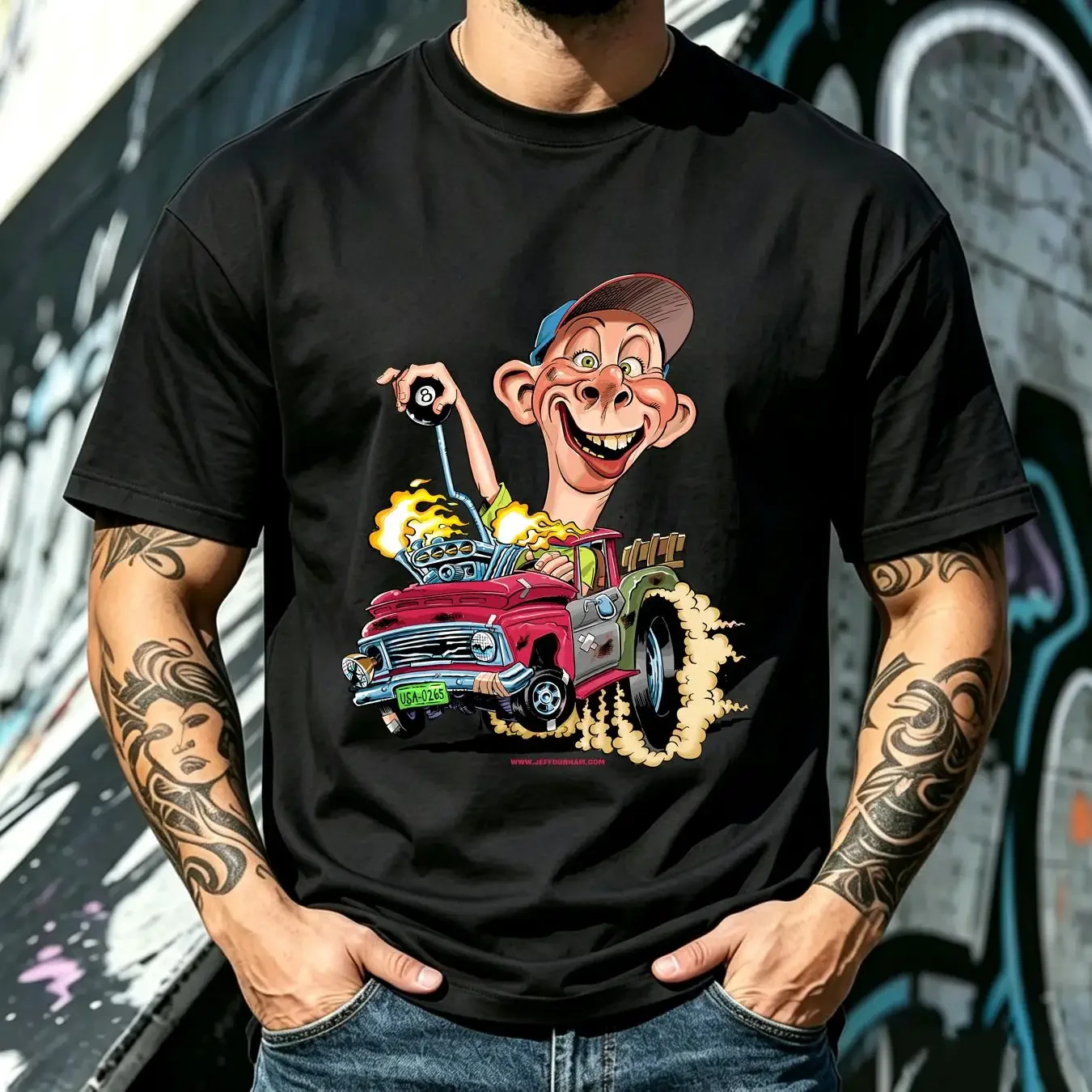 washed T Shirt Jeff Dunham Bubba J Hot Rod Pick Up Truck Size S 5XL For Fan vintage Washed Stylish Breathable Casual Unisex