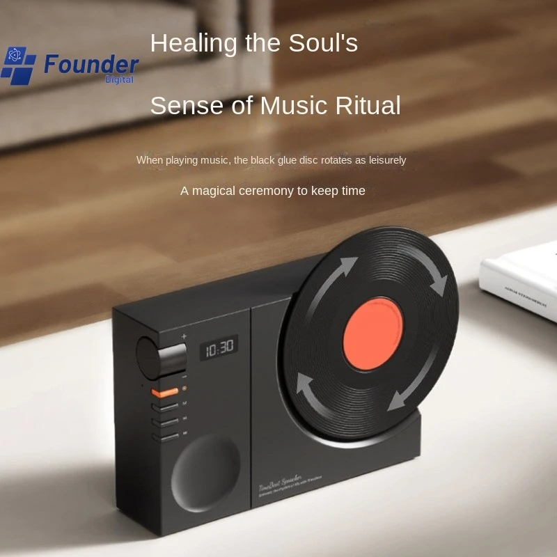 

3C Founder Time Vinyl Record Player Retro Bluetooth Speaker Small Wireless Clock High Sound Quality Home Overweight Bass