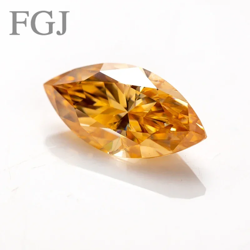 FGJ 4x8-10x20mm GRA Brilliant Cut Marquise Cut Loose Gemstones Champagne VVS1 Loose Moissanite Diamond Accept Custom Wholesale