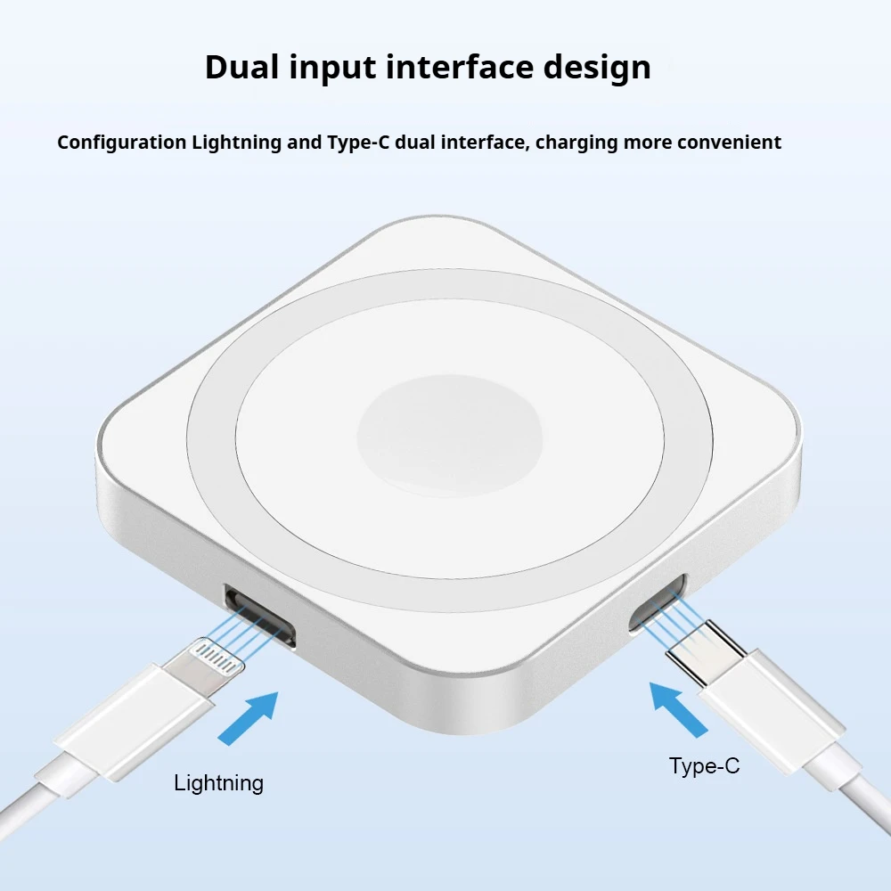 3 in 1 Portable Metal Magnetic Wireless Charger for iPhone 16 15 14 Keychain Type C Lightning Charging Pad for iWatch Airpods