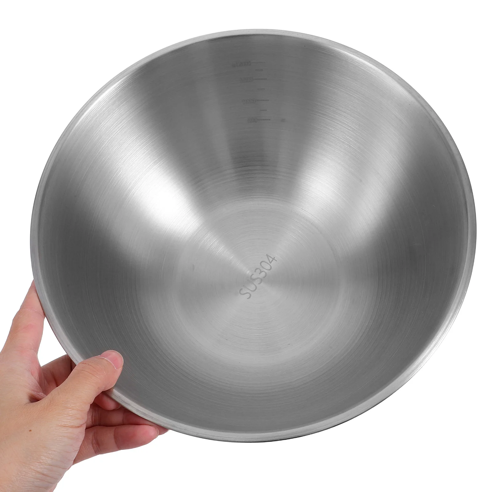 

Stainless Steel Mixing Salad Measurement Scale Thick 304 Steel Flat Prep Bowl for Baking Fruit Vegetable for Home
